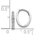 thumbnail image 4 of Solid 14k White Gold Diamond-cut Oval Hinged Hoop Earrings - 12mm, 4 of 6