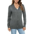 thumbnail image 5 of Uvplove Women Long Sleeve Soft Basic Knit Cardigan Sweater,Dark gray,S-3XL, 5 of 12