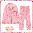thumbnail image 1 of Pijamas Sanrios Kawaii Anime Mymelody Kuromi Cinnamoroll conjunto de dibujos animados de manga larga para niños ropa de casa para niñas de primavera y otoño, 1 of 4