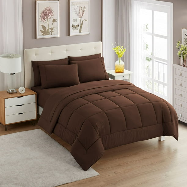 Set de edredón Sweet Home Collection Brown Twin, 5 piezas