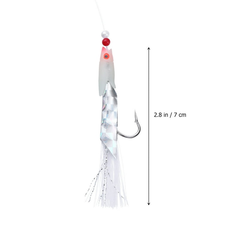 NUOLUX 10 Pcs Simulated Fish Skin Hooks Shrimp Fishing Hooks Lure Bait  Tackle Accessory for Bass Trout Walleye Redfish 
