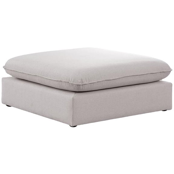 Meridian Furniture Mackenzie Beige Durable Linen Textured Ottoman