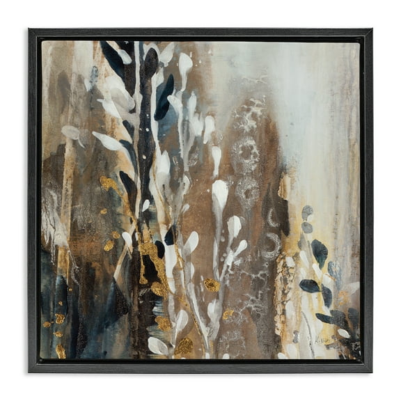 Stupell Industries Abstract Cascading Plants Botanical & Floral Painting Black Floater Framed Canvas Art Print Wall Art, 18 x 18