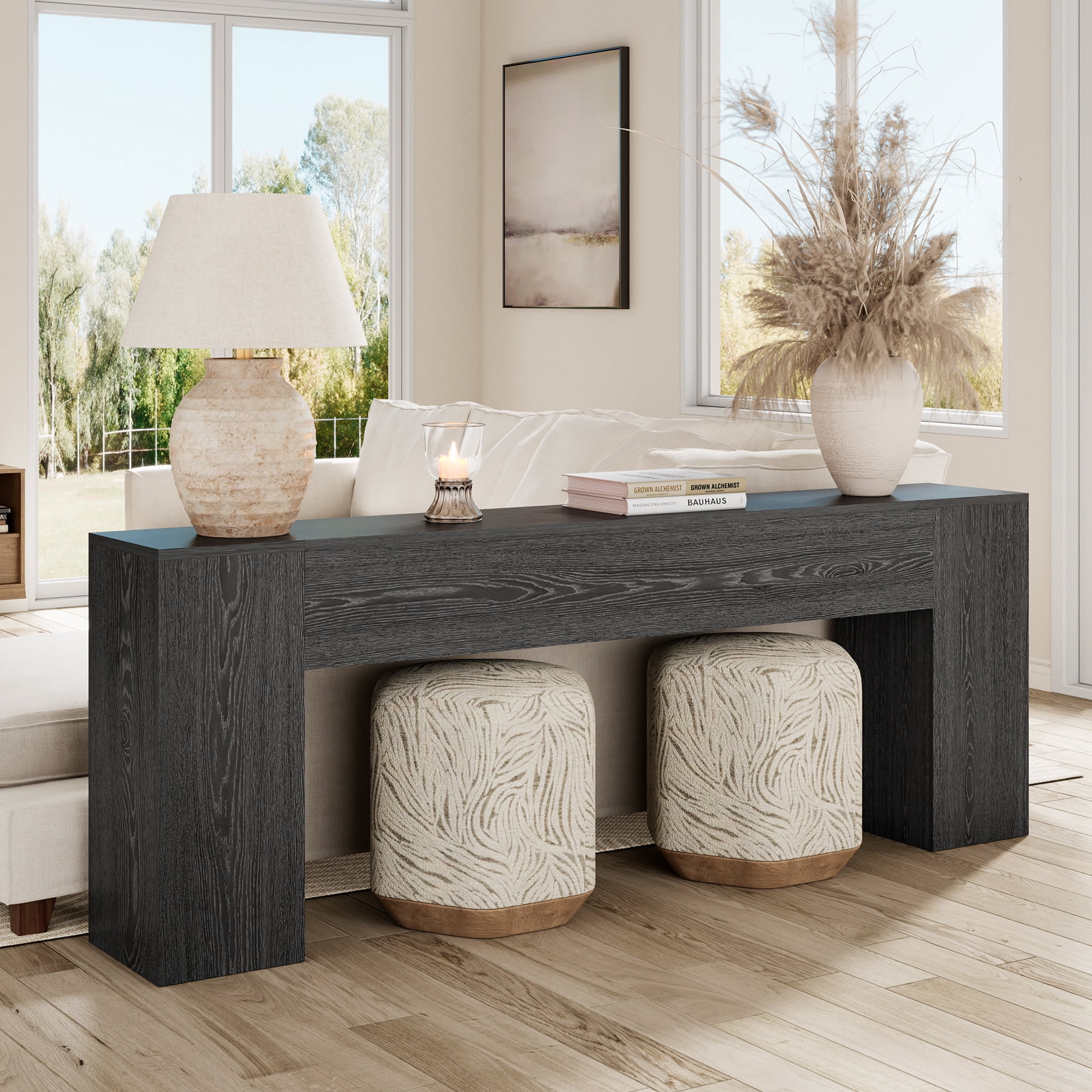 86 Inch Entryway Table for Living Room, Extra Long Sofa Console Table Behind Couch, Modern Wood Console Tables for Entryway, Apartment, Hallway, Black