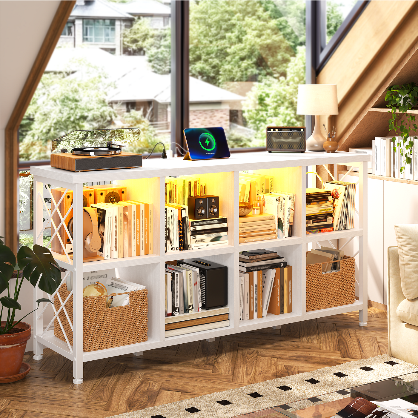 HARU　 コレクションbox 30マス5x6 ２セット　ホワイトオーク EnHomee 8-Cube Storage Organizer with LED Lights & Charging