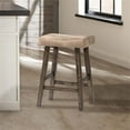 thumbnail image 2 of Hillsdale Furniture Upholstered Saddle Seat Backless Rustic Gray Wood Bar Height Stool, 2 of 4