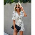 thumbnail image 3 of Women's Tie Front Animal Print Dot Short-sleeve Romper, 3 of 5