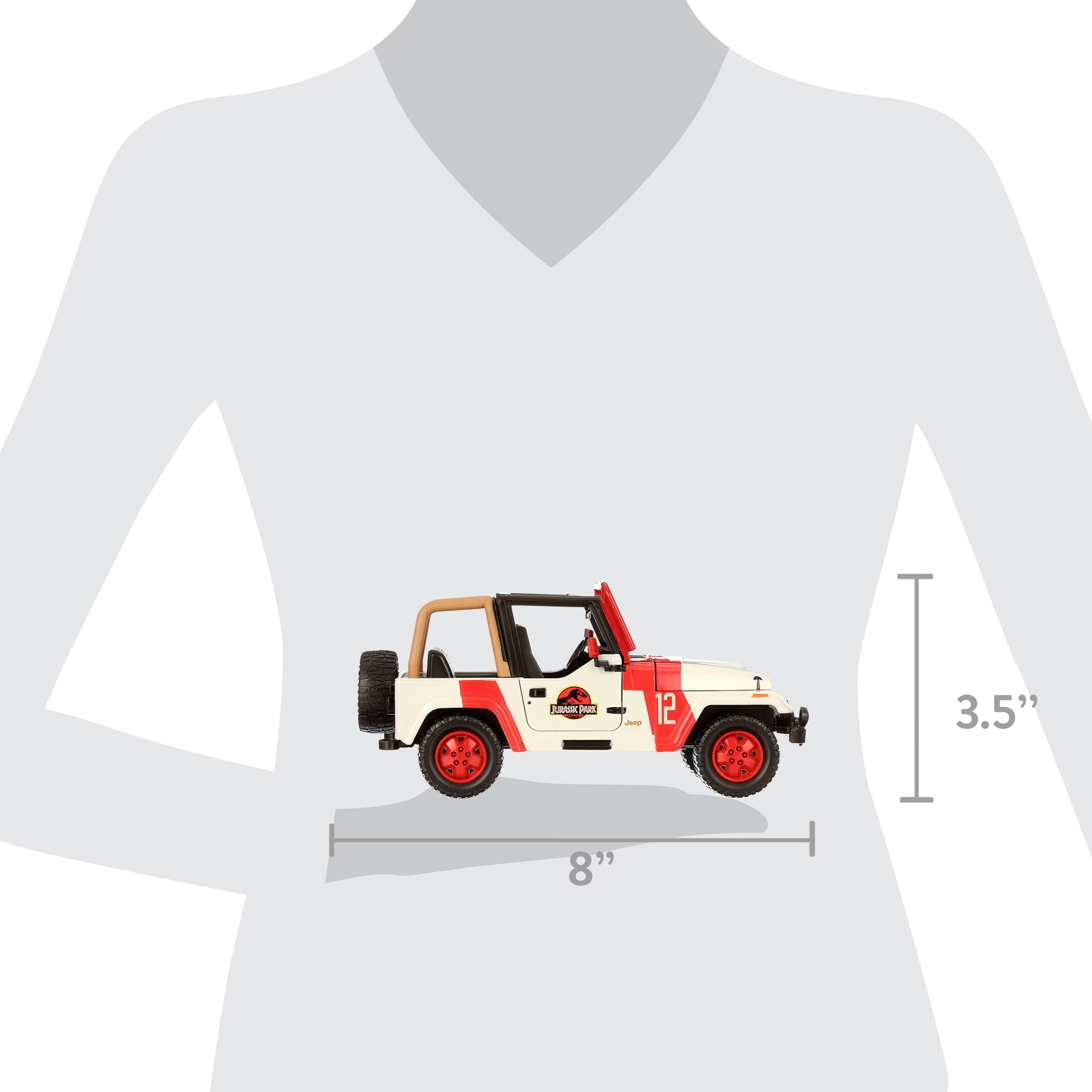 Jurassic World 1:24 Scale 1992 Jeep Wrangler Race Car Play Vehicle