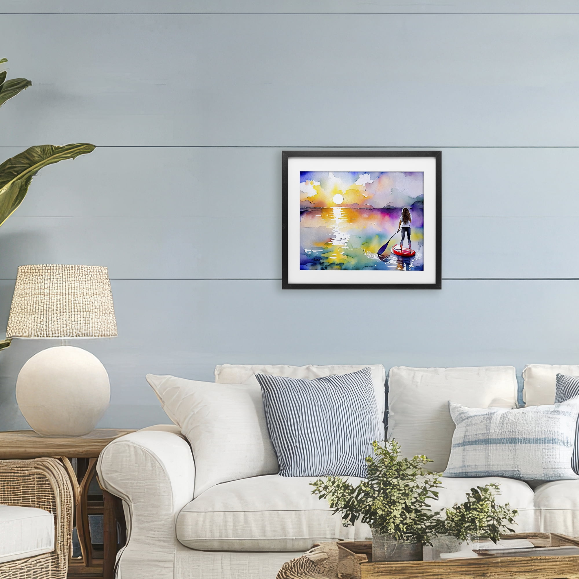 Stupell Industries Sunset Paddle Drift Black Framed Print Under Glass, design by Shelly Craig