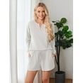 thumbnail image 2 of Ekouaer Pajama Set for Women Waffle Knit Lounge Sets Long Sleeve Top and Shorts Sleepwear Matching Loungewear, 2 of 6