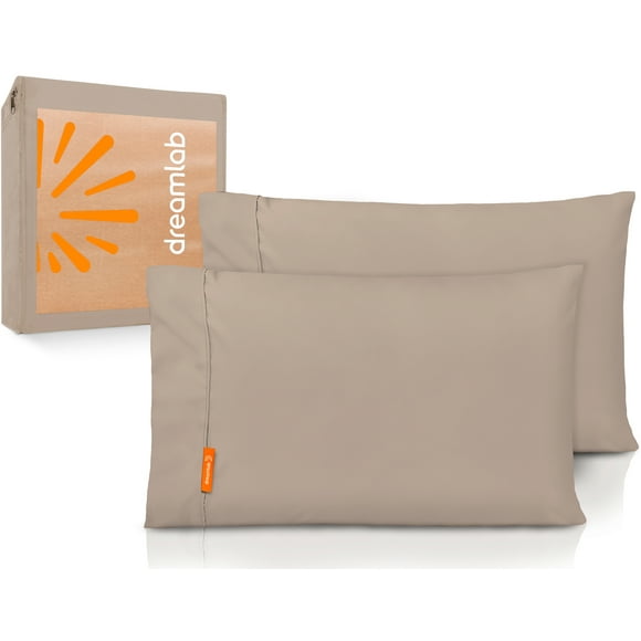 Fundas de Almohada Lisas Dreamlab, Hipoalergenica, Tamaño King Size, Color Arena, 2 Piezas