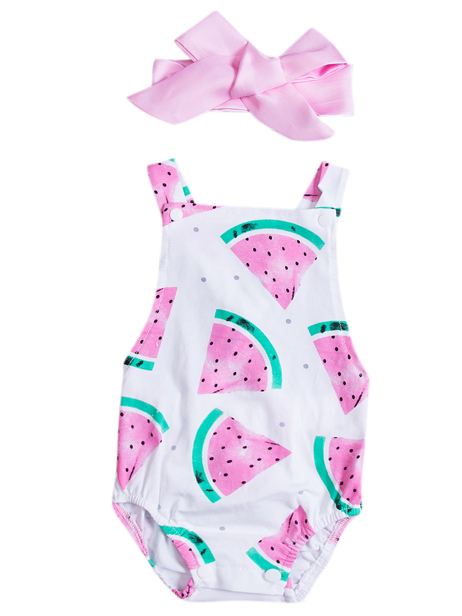 Dfenere 3D Watermelon Retro Newborn Baby Long Sleeve Bodysuit Romper Infant Summer Clothing
