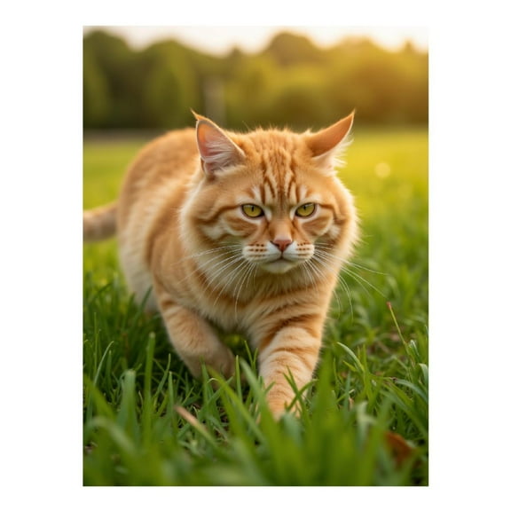 Diamond Art Kit for Adults, Orange Cat Walking In Grass Diamond Painting for Adults Beginners, DIY Diamond Art Painting Kits, 5D Diamond Painting Crafts for Home Decor 12x16 Frameless