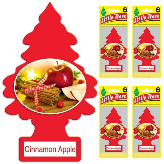 Little Trees Car Air Freshener Hanging Tree Provides Long Lasting Scent for Auto or Home Cinnamon Apple, 6-Packs 4 Count