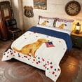 thumbnail image 2 of Manfei Cute Dog Full Size Comforter Sets, USA Flag Bedding Comforter Set, Beige Red Navy, Navy Reversible 3 Pieces, 1 Comforter and 2 Pillowcases, 2 of 6