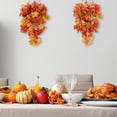 thumbnail image 2 of RECUTMS Hanging Plant Artificial Fall Leaves Garland with Berry Fake Autumn Wall Hanging Leaf Vines for Home Halloween Party Door Frame Fireplace Decoration (Orange), 2 of 9
