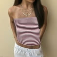 thumbnail image 2 of bnaln Womens Strapless Tube Tops Cropped Y2K Going Out Fitted Tank Tops Summer Trendy Knitted Striped Bandeau Shirts Sleeveless Camisole Vest Casual Cami Shirts Beach Vacation Outfits, 2 of 8