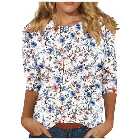 Women's T Shirts Womens Tops Fall Tops for Women 3/4 Sleeve Womens Blouses My Reorder List Trending Gifts