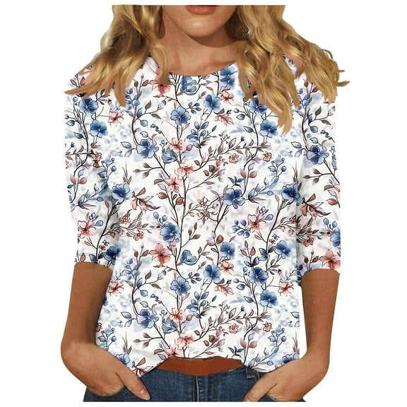 Women's T Shirts Womens Tops Fall Tops for Women 3/4 Sleeve Womens Blouses My Reorder List Trending Gifts