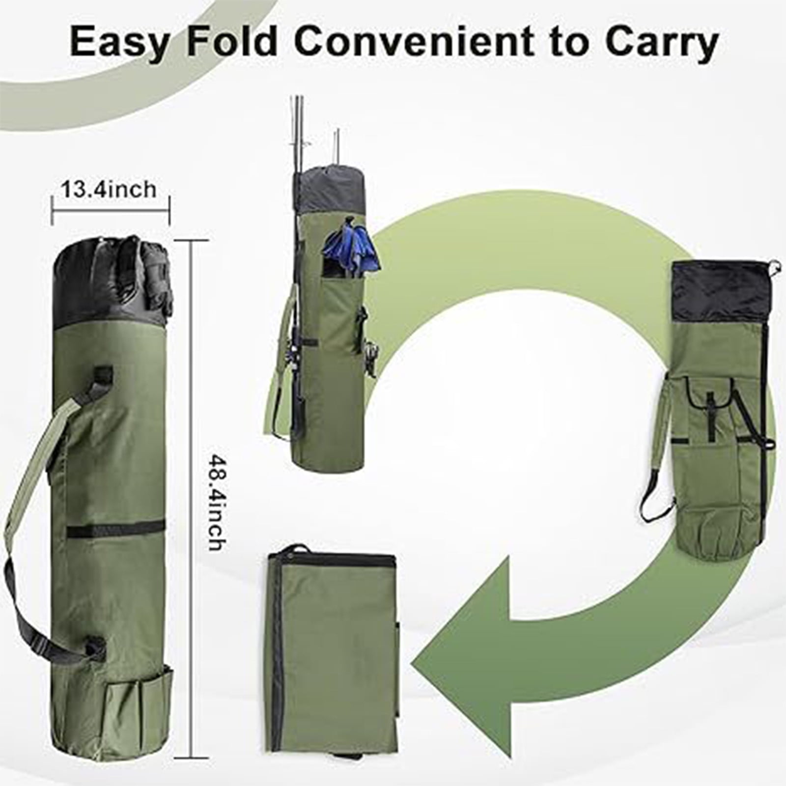 JMYHOAM Outdoor Bag Fishing Rod Carrier Fishing Reel Organizer Pole Storage Bag- Holds 5 Poles Travel Case Lightweight Tackle Box Multifunctional Stand Fishing Bags Fish Sports and Outdoors