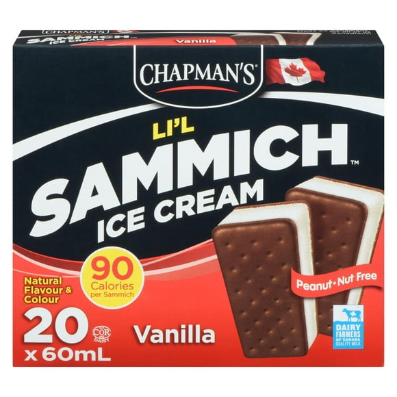 Chapman's Li'l Sammich Vanilla Ice Cream, 20 x 60mL