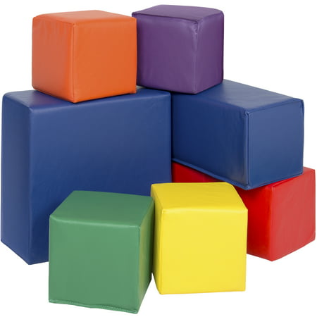 Best Choice Products 7-Piece Kids Soft Foam Block Play Set, Large Stacking Cubes for Sensory Development and Motor Skills -