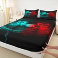 thumbnail image 3 of jejeloiu Gaming Gamer Twin Sheet Sets,Modern Video Game Twin Fitted Sheet,Red Cyan Gamepad Flat Sheet For Boys,Breathable Home Decor,3 Pieces, 3 of 7