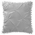 thumbnail image 4 of 4pc Set Pinch Pleat/Kiss Pleat, Pintuck Down Comforter Set with Pompom (Twin, Silver Grey), 4 of 6