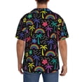 thumbnail image 3 of Lsque Colorful Palms print Men's Cuban Collar Short Sleeve Shirt Summer Beachwear Casual Button Down Fashionable Vacation Leisure Shirt-3X-Large, 3 of 7