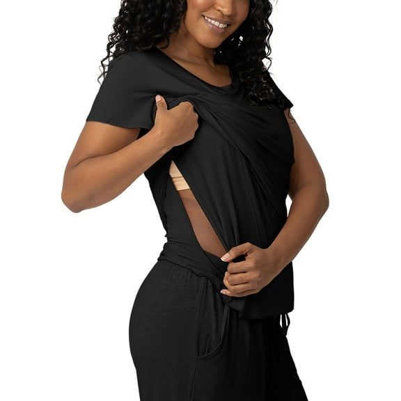 Kindred Bravely Everyday Maternity & Nursing T-Shirt with Pocket | Maternity & Nursing Tops for Breastfeeding (Black, 1X)