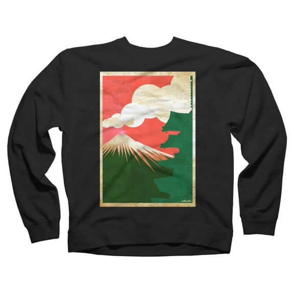 Japan Black Graphic Crew Neck Sweatshirt - Design By Humans S