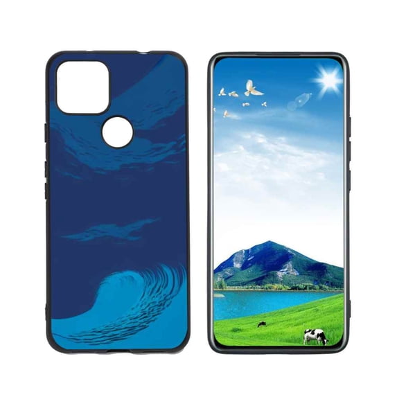Blue-Wave-Aesthetic-Artwork-98 Phone Case, Degined for Google Pixel 5A 5G Case Men Women, Flexible Silicone Shockproof Case for Google Pixel 5A 5G