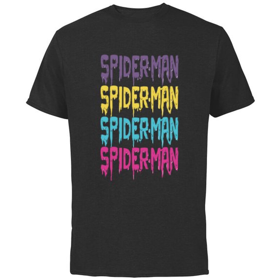 Marvel Spider-Man Multi-Color Melting Paint Drip - Short Sleeve Cotton T-Shirt for Adults - Customized-Black