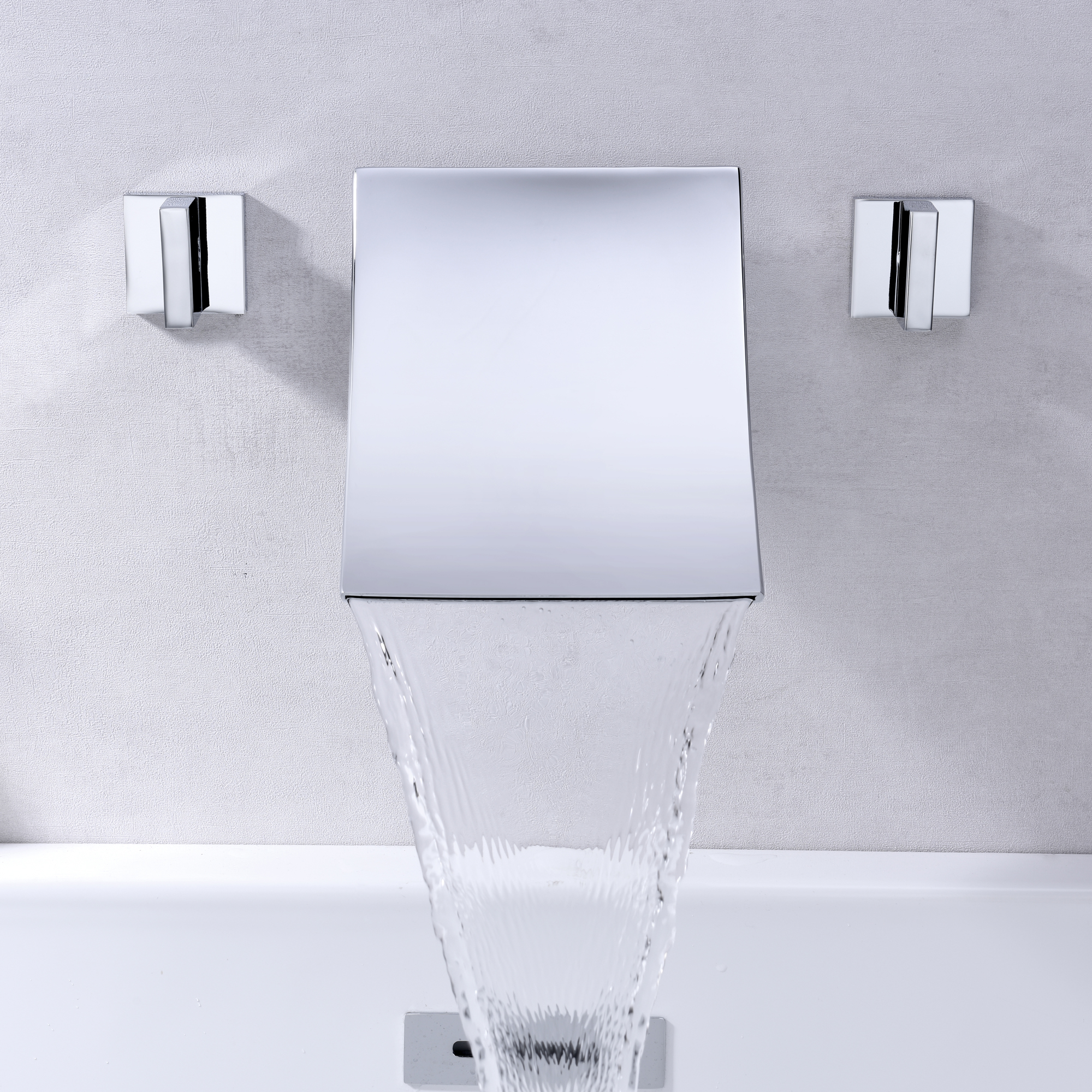 Wall Mount Tub Filler, Chrome Waterfall Tub Faucet, High Flow