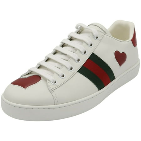 Gucci Women's Heart Embroidered Sneaker White / Green Red Leather - 9M ...