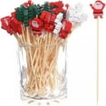 thumbnail image 7 of 50/100 pieces of Christmas cocktail selection assortment handmade Santa Claus snowflake snowman Christmas tree elk fruit bamboo toothpick for drinks fruit dessert food appetizer decoration, 7 of 7
