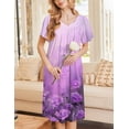 thumbnail image 3 of Ekouaer Nightgowns for Women Short Sleeve House Dress with Pockets Soft Moomoo Pleated Mumu Dresses V Neck Sleepwear, 3 of 6