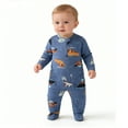 thumbnail image 4 of Emy Dola Baby Boys' One-Piece Footies 100% Cotton Bodysuit For 0-12M Infant Long Sleeve Zipper Onesies Newborn Spring Fall Romper Outfits, 4 of 8