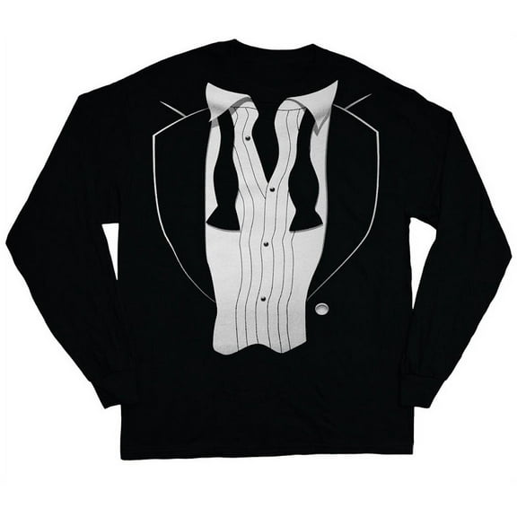 Loose Tie Tuxedo T-shirt Men's Long Sleeve Tee Black