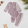 thumbnail image 2 of Kaprioy Baby Boy Romper Newborn Baby Boy Fall Outfit Romper Long Sleeve Plaid Print Patchwork Jumpsuit Bodysuit Elastic Waist Pants Infant Waffle Clothes, 2 of 7