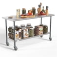 thumbnail image 3 of Pemberly Row Table de Travail Commerciale en Acier Inoxydable 18-Gauge 24"x60 Pouces avec Roulettes, 3 of 13