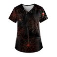 thumbnail image 1 of LINMOUA Plus Size Halloween Printed Working Uniform Tops For Women V-Neck Short Sleeve T-Shirts Workwear Tee With Pockets, 1 of 4