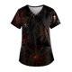 thumbnail image 1 of Plus Size Halloween Printed Working Uniform Tops For Women V-Neck Short Sleeve T-Shirts Workwear Tee With Pockets, 1 of 4
