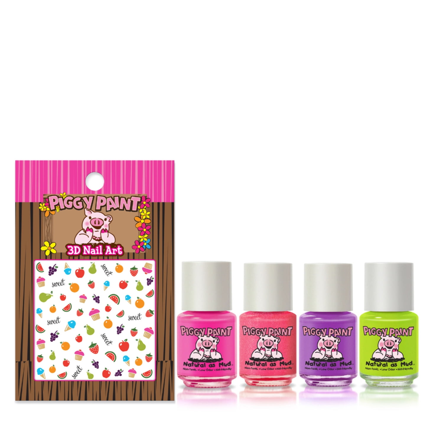 Piggy Paint Cutie Fruity Gift Set, 4 Non-toxic Nail Polishes for Kids & Nail Art