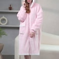 thumbnail image 5 of VANLOFE Unisex Warm Pajamas Household Clothes Solid Bathrobe Lengthened Night-robe Man's Nightgown Hooded Robes Pink Robes Sleepwear for Woman, 5 of 7