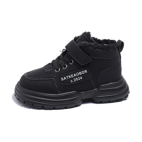 Luogg Children's Winter Solid Color Warm And Suede Casual Snow Boots Comfortable Non Slip Boots Childrens Boots Girls Size 3.5-4 Years