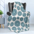 thumbnail image 4 of Oriental Soft Flannel Fleece Throw Blanket, Continuous Spirals and Dots Circles Motif on Pastel Tone Backdrop, Cozy Plush for Indoor and Outdoor Use, 60" x 80", Pale Eggshell Slate Blue, by Ambesonne, 4 of 5
