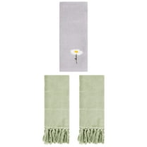 Unique Bargains 3 Pcs Floral Solid Hand Towel Set Green/Grey 14"x30"/13"x30"