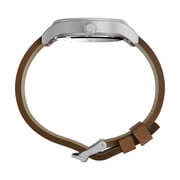 Timex Mens Expedition Scout 40mm Watch – Silver-Tone Case Green Dial with Brown Leather Strap