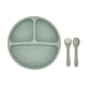 thumbnail image 1 of Plato llano Platos de silicona para bebés, niños pequeños, plato de autoalimentación para bebés con cuchara y tenedor de silicona, sin BPA, diseño dividido, apto para lavavajillas y microondas Meterk Plato llano, 1 of 7